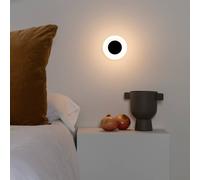 FARO BARCELONA Aplique LED Moy en negro con pantalla de vidrio