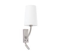 FARO BARCELONA Aplique Rem con lámpara de lectura LED, blanco/níquel
