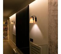 FARO BARCELONA Aplique Stood con pantalla de madera de cerezo