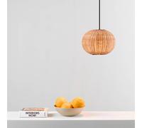 FARO BARCELONA Lámpara colgante Haka con pantalla de ratán, Ø 25 cm