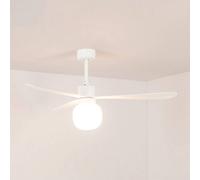 FARO BARCELONA Ventilador de techo LED Amelia Ball L, blanco, CC, silencioso, 132 cm