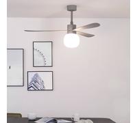 FARO BARCELONA Ventilador de techo LED Amelia Ball L, gris, CC, silencioso, 132 cm