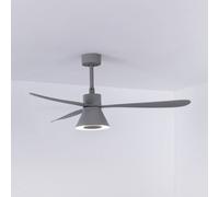 FARO BARCELONA Ventilador de techo LED Amelia Cone L, gris, CC, silencioso, 132 cm