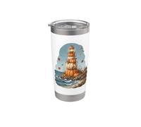 Faro de calabaza costero arte otoñal Vaso térmico de acero inoxidable de doble pared
