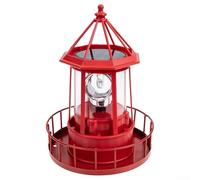 Faro giratorio solar LED luz de jardín elegante decoración al aire libre para patios, césped y caminos, construcción de hierro resistente a la intemperie, color negro (rojo)