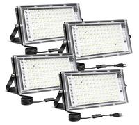 Faro LED de 100W, luz blanca fría, grado de protección IP65, pack de 4 unidades, para uso en exteriores