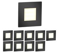 Faro LED para escaleras, pack de 10 unidades, forma rectangular, color , dimensiones 85x85 mm, luz blanco cálido