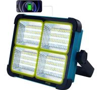 Faro LED portátil – 100 W, recargable – 10000 lúmenes – Foco LED – Solar y batería – Lámpara de trabajo – Cargador para teléfono móvil – IP66, resistente a salpicaduras