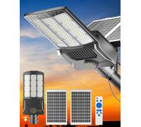 Faro LED solar con 144 LEDs, 6500K, IP67, resistente al agua, autonomía de 30 horas