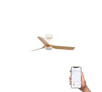 Faro Mini Punt Ventilador de techo pequeño de 3 aspas, blanco mate, sistema inteligente Tuya en arce