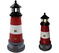 Faro solar para jardín, estatua de resina azul y roja, luz LED, decoración de patio, 32,5 cm (B)
