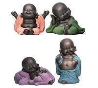 Faroby 4 estatuas de Buda Sonriente: Juego de adorables Figuras de Buda Sonriente, Linda decoración para bebé con Grandes Detalles, Adornos Felices para Regalar