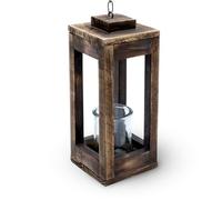 Farol colgante de madera con cadena de metal - 31 cm - Portavelas decorativo con tarro de vela - Lámpara de mesa decorativa portavelas para colgar, Farolillos