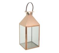 Farol de acero inoxidable y cristal, con unas dimensiones de 29x28x66h cm