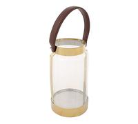 Farol de acero inoxidable y cristal dorado 12,5x12,5x23