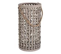 Farol de bambú y madera con recipiente de cristal para vela, medidas: ø24x50 cm.