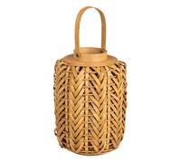 Farol de madera con luz a pilas marrón, medidas: ø21x31 cm.