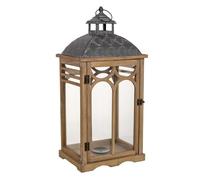 Farol de madera marrón 30x23x64h cm