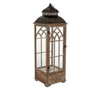 Farol de madera marrón 31.5x31.5x101h cm