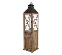 Farol de madera marrón 32x32x133h cm