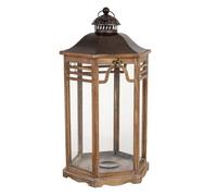 Farol de madera marrón 40.5x34.5x72.5h cm