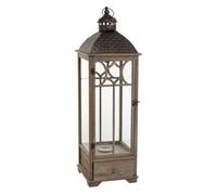 Farol de madera marrón envejecido 31.5x31.5x104h cm