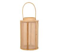 Farol de madera y bambú en tono marrón 11x11x27 cm