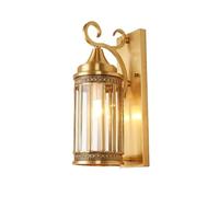 Farol de Pared Exterior Dorado de 1 Luz, Aplique de Pared Exterior Moderno, Lámpara de Porche con Montaje en Pared Y Cristal, Lámpara Exterior Impermeable Estilo Granja./42 cm