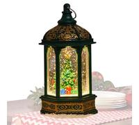 Farol Decorativo Bola De Nieve Decoración Navideña Vintage con Papá Noel y | Linterna Navideña Iluminada para Interior para Estantería Recibidor Alféizar Ventana Superficie Mesa y árbol de Navidad