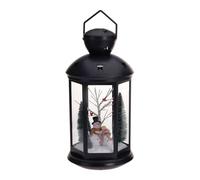 Farol Navideño Decorativo con Escena Interior y LED Blanco cálido 21,5x21,5x43cm