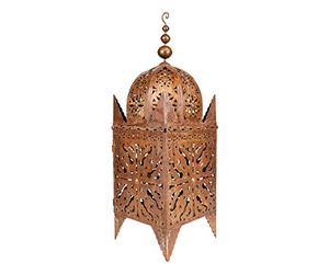 Farol oriental oxidado de metal Frane 100 cm de grande | Farol marroquí de jardín para exteriores o interiores como farol de mesa | Portavelas de jardín marroquí colgante o para colocar de pie