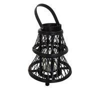 Farol portavelas de bambú marrón d23,5x29 cm