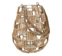 Farol portavelas de metal y cuerda de papel 30x25x25 cm