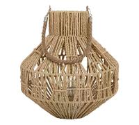 Farol portavelas de metal y cuerda de papel marrón d32x34,5 cm