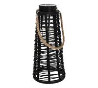 Farol portavelas de ratán negro d20x44