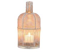 Marrakech Boho - Portavelas decorativo (25 cm, metal envejecido), color blanco