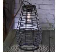 Farol Solar LED Colgante Efecto Ratán Marrón Gris Para Jardín