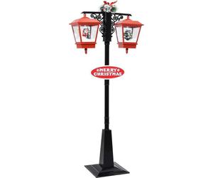 Farola de Navidad con Papá Noel PVC y rojo 81x40x188 cm