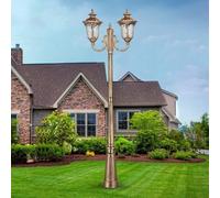 Farola Exterior, 2 Luces E27, Decoración, Farola De Pie, Lámpara De Pie, Estilo Victoria, Impermeable, para Exteriores, para Patio, Led, Paisaje, Poste Alto, Villa, Jardín, Contin, 195cm
