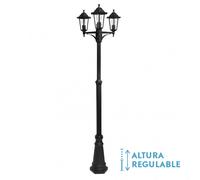 Farola exterior aluminio auriga 3xe27 negro ip44 220x62x62 cm regulab