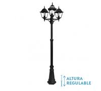 Farola exterior aluminio spica 3xe27 negro ip44 220x62x62 cm regulabl