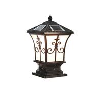 Farola Solar LED para Exteriores, Iluminación Solar de Atardecer A Amanecer, Pilar Solar Vintage, Luminaria LED para Exteriores.