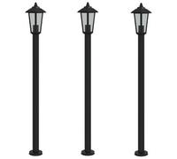 Farolas De Exterior 3 Unidades Acero Inoxidable Negro 120 Cm Vidaxl