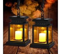 Farolillo Solar LED con Vela para Exteriores - Lámpara Decorativa con Efecto Parpadeo para Jardín y Terrazas - 2 Unidades