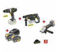 Fartools Pack X-FIT Big Work 18V: Taladro, Martillo Perforador y Amoladora con 2 Baterías
