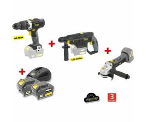 Fartools Pack X-FIT Big Work 18V: Taladro, Martillo Perforador y Amoladora con 2 Baterías
