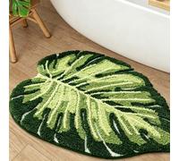 FARYODI Monstera Alfombra de baño, diseño de planta tropical, antideslizante, lavable, con diseño de hoja de palma, para suelo de ducha, dormitorio, habitación de los niños, bañera (50 x 80 cm)