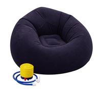 FARYODI Sofá hinchable, sillón hinchable, 105 x 105 x 60 cm, ultra suave, sin relleno de frijoles, hinchable y portátil, para salón, jardín, camping (azul)