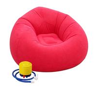 FARYODI Sofá hinchable, sillón hinchable, 105 x 105 x 60 cm, ultrasuave, sin relleno de frijoles, inflable rápido y portátil para salón, jardín, camping (rojo)