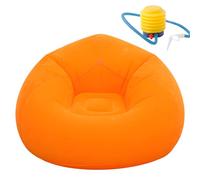 FARYODI Sofá hinchable, sillón hinchable, 105 x 105 x 60 cm, ultrasuave, sin relleno de frijoles, inflable rápido y portátil para salón, jardín, camping (naranja)